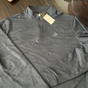Men’s NWT black camo Peter Millar 1/4-zip. Sheep’s ranch golf course logo.